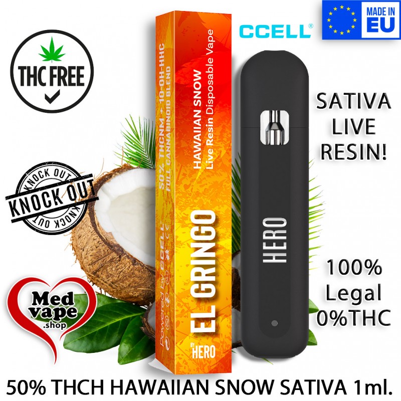 50% THCNM VAPE HAWAIIAN SNOW SATIVA 1ml - EL GRINGO